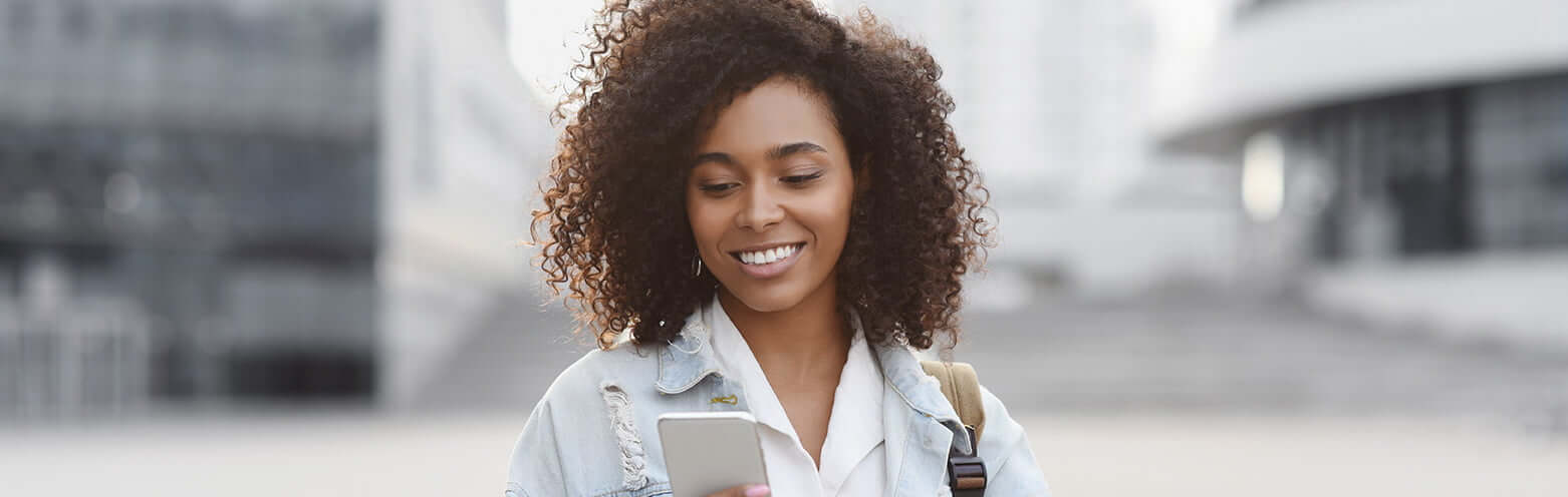 woman looking at phone