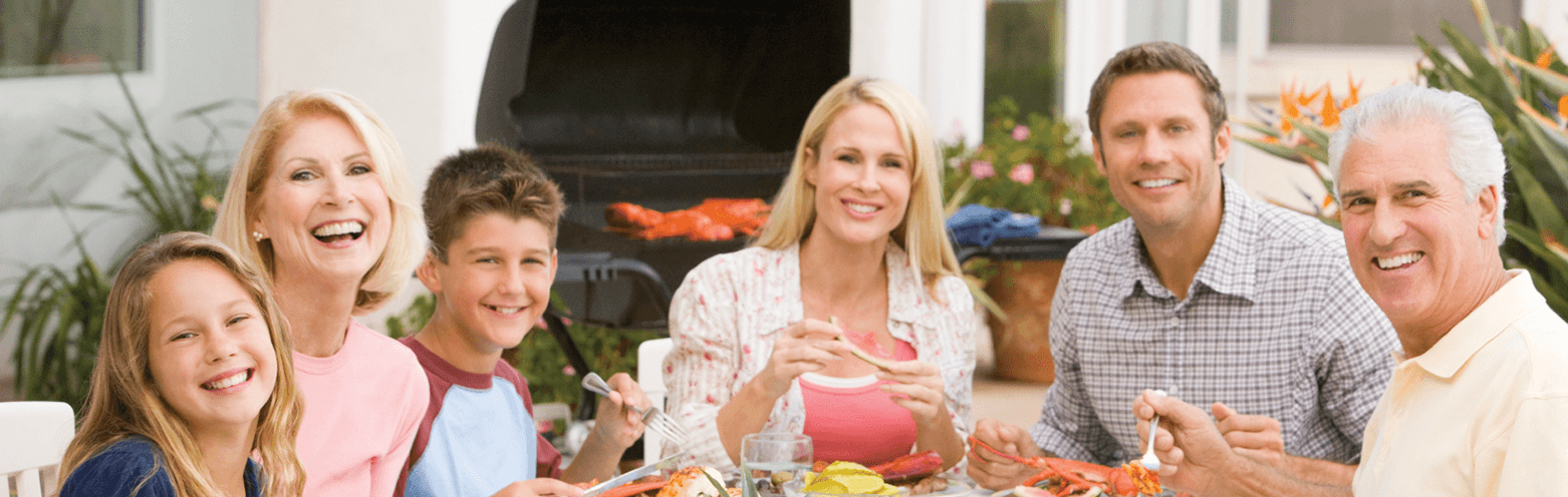 happy family eating dinner