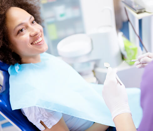 woman getting a dental exam