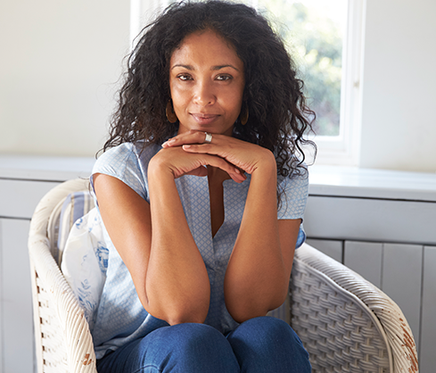 woman slightly smiling