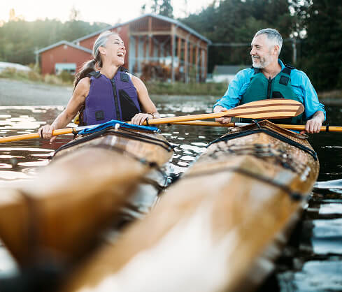 senior couple kayaking